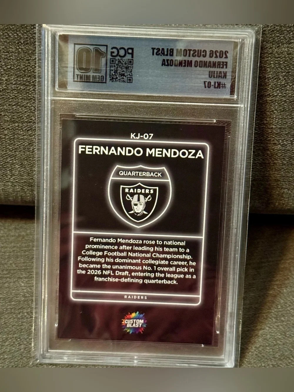 Fernando Mendoza - 2026 Custom Blast Kaiju #KJ-07 PCG 10 Gem Mint